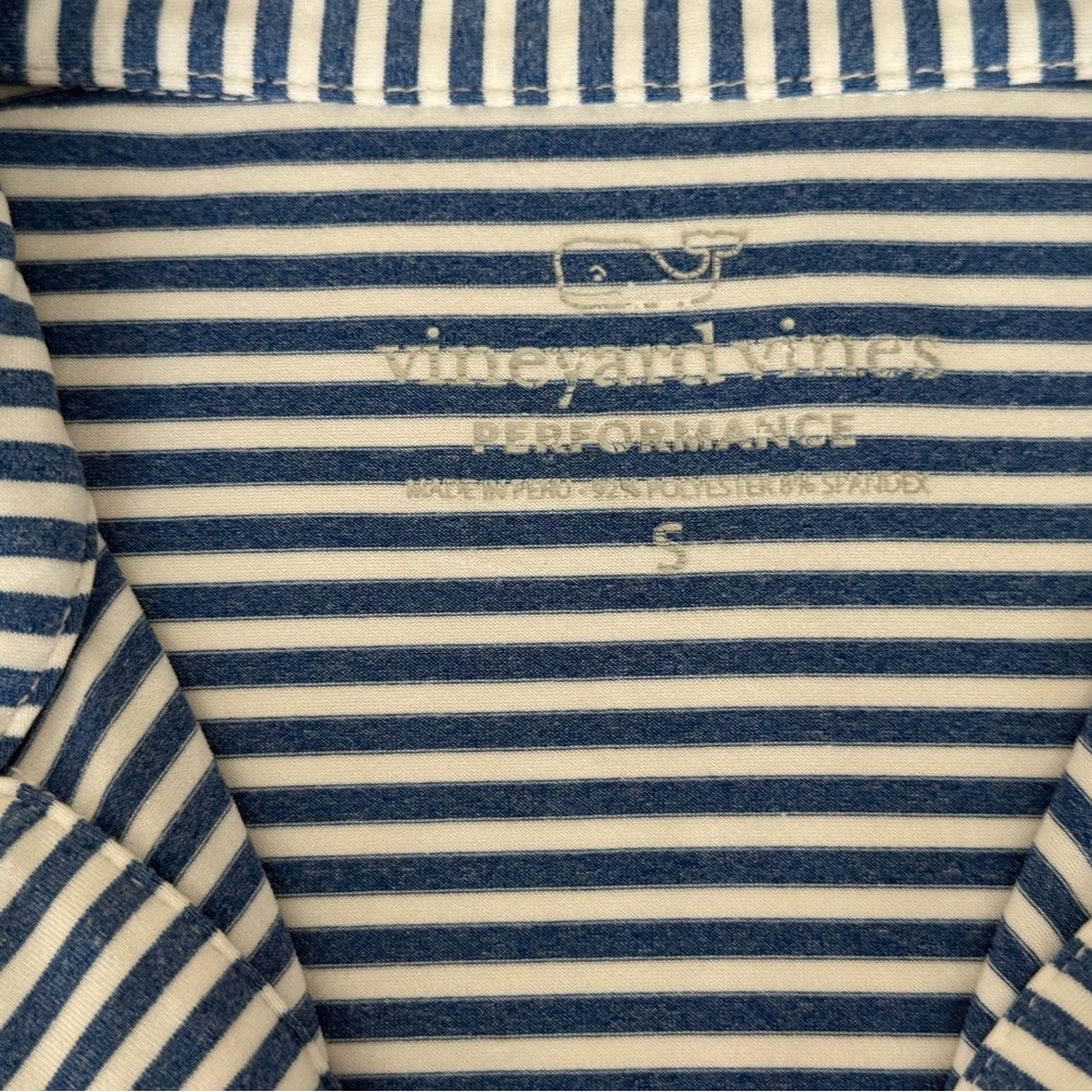 Vineyard Vines Striped Performance Polo in Navy and White - Picture 6 of 11